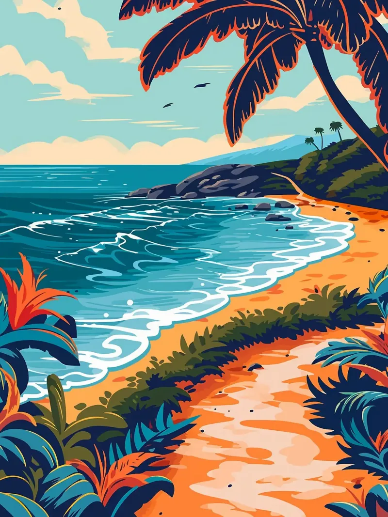 Sentiero della spiaggia tropicale poster da Leon B Feierabend