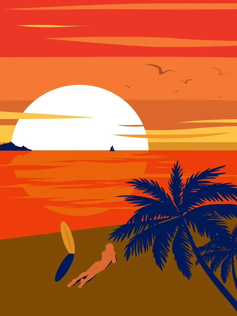 La Plage Minimal Art canvas met Baklijst van Leon B Feierabend