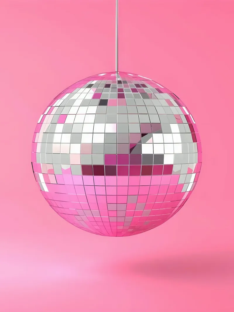 Roze discobal canvas met Baklijst van Leonard R Sadler