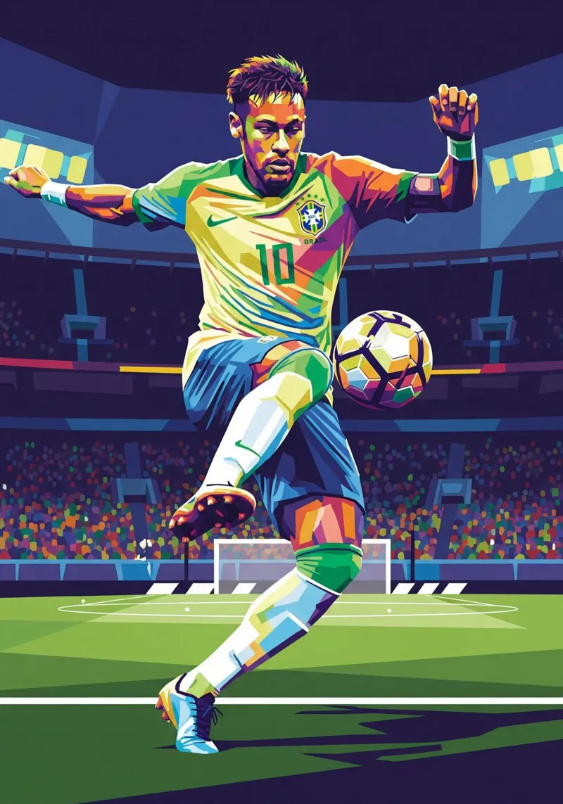 Neymar control the ball canvas with Floater frame by Hantamrata