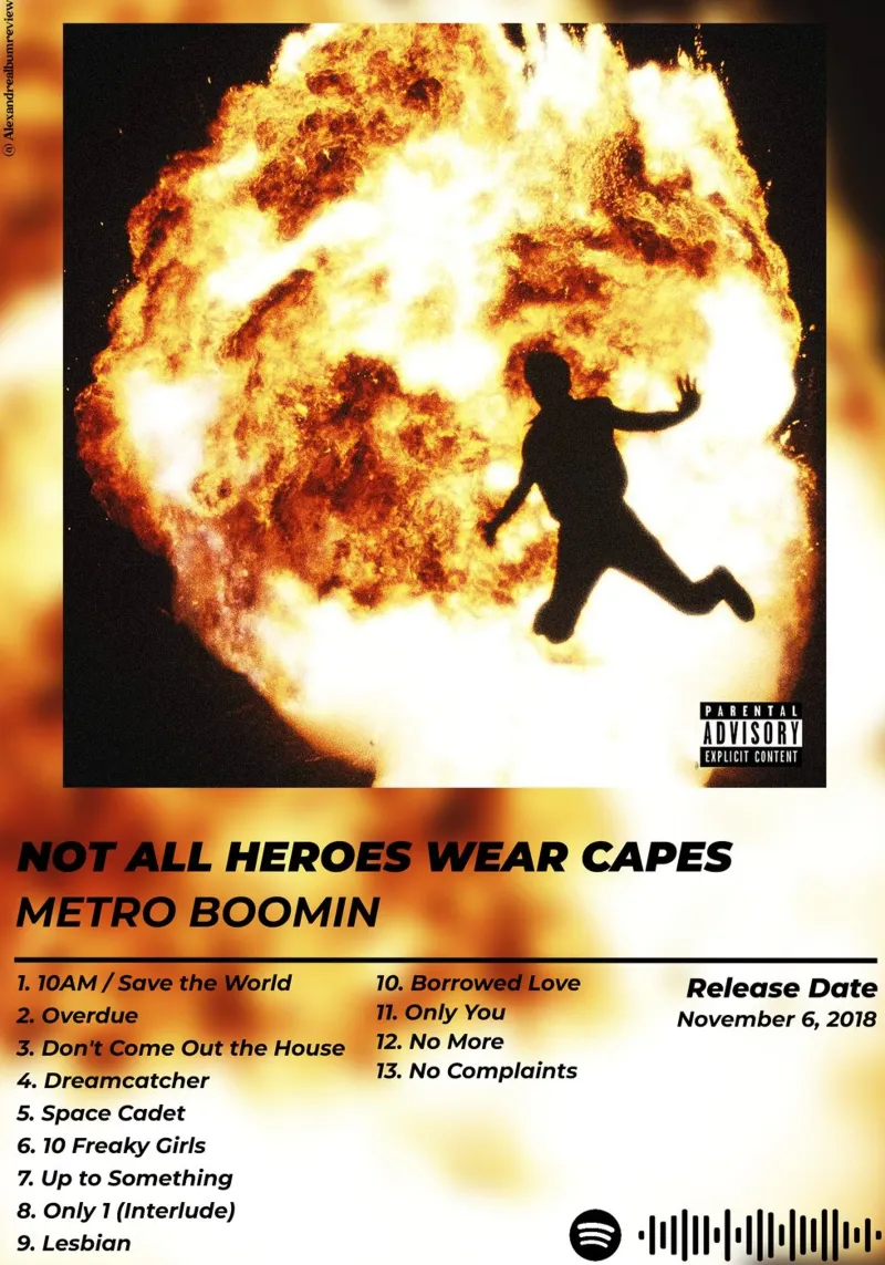 Poster Non tutti gli eroi indossano il mantello - Metro Boomin tela con Cornice a cassetta da alexandrealbumreview