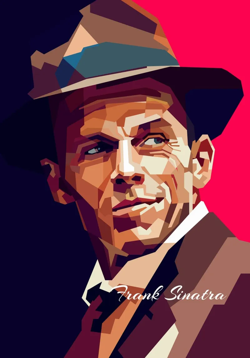 Frank Sinatra Klassischer Pop-Sänger Retro-Porträt Leinwand mit Schattenfugenrahmen von Artkreator