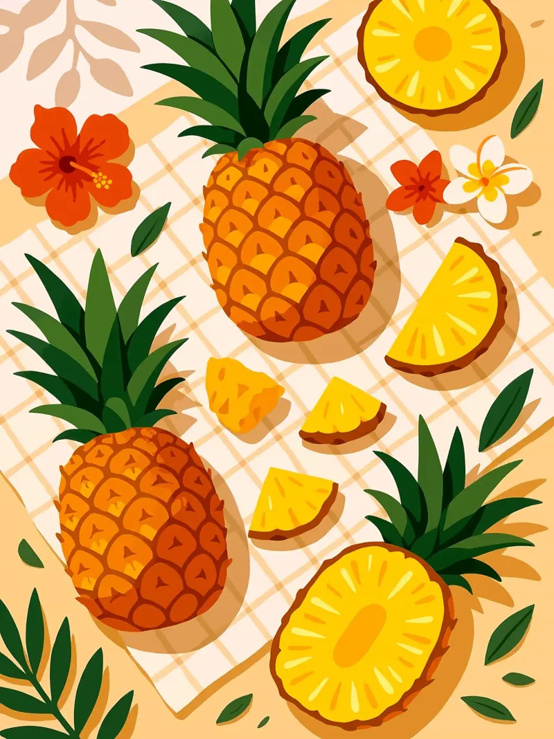Piña - Una mesa con estilo lienzo con Marco flotante de Amanda Studio