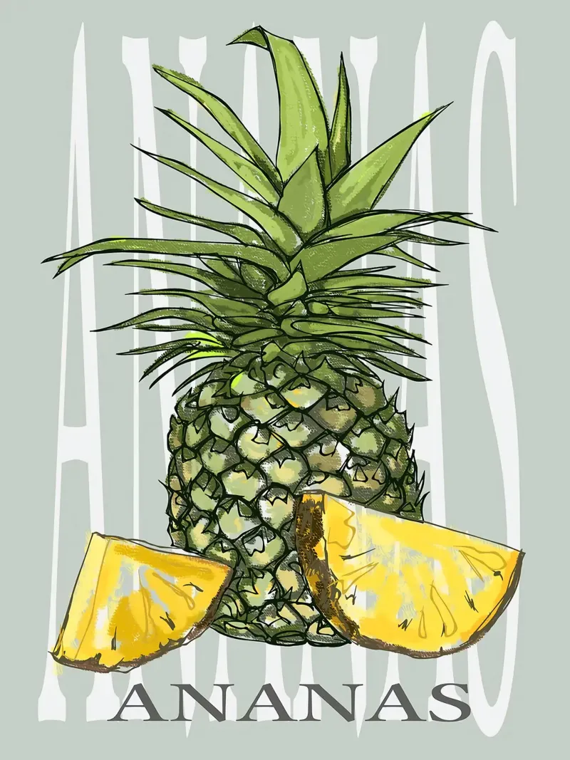Ananas tela con Cornice a cassetta da Amanda Studio