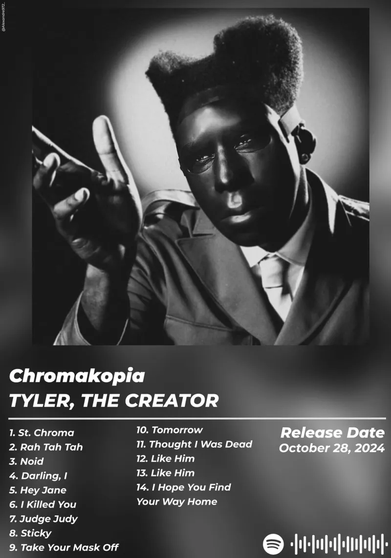 Poster Chromakopia - Tyler, The Creator tela con Cornice a cassetta da alexandrealbumreview