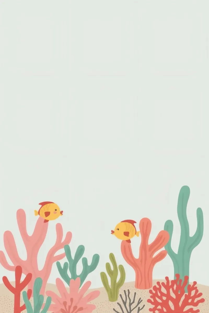 Beeldverhaal Vis en Koraal leuke kunst canvas met Baklijst van DesignDoodle