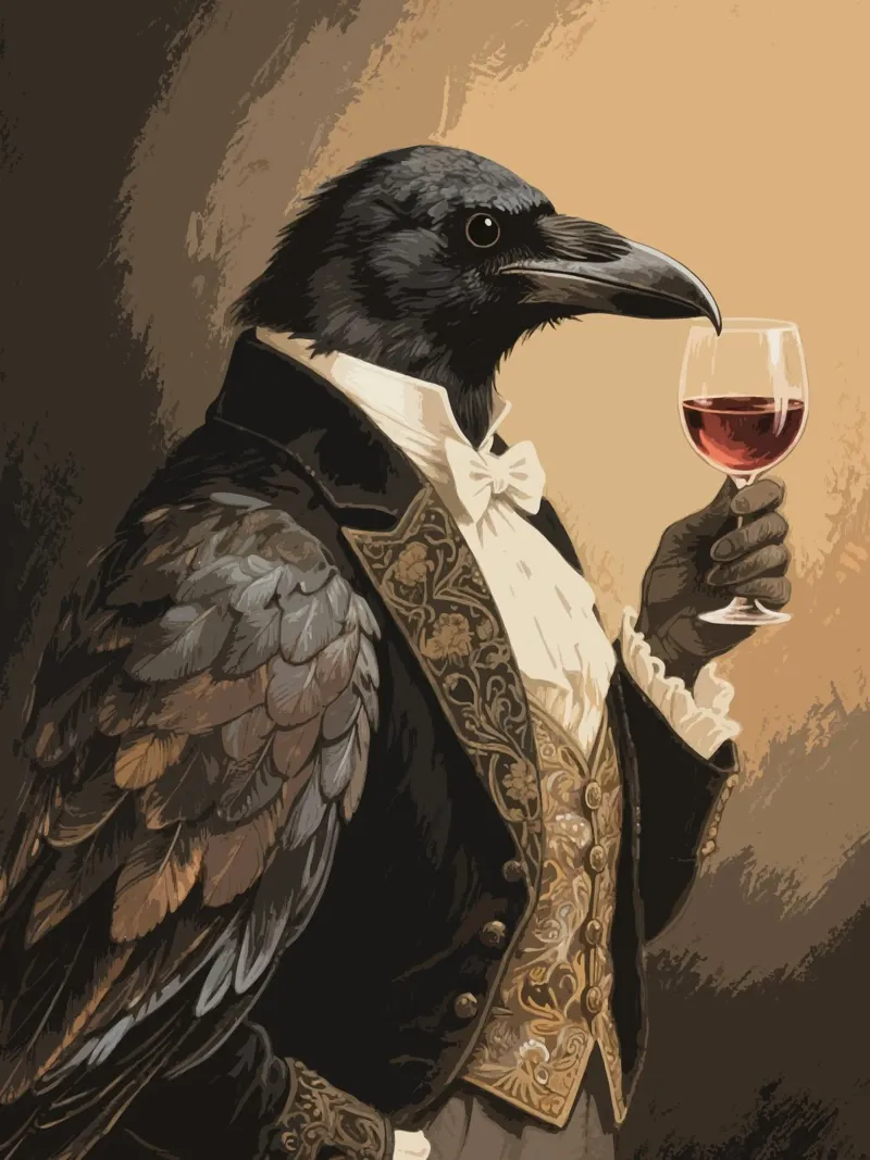 wine crow poster con telaio in alluminio da knowledge