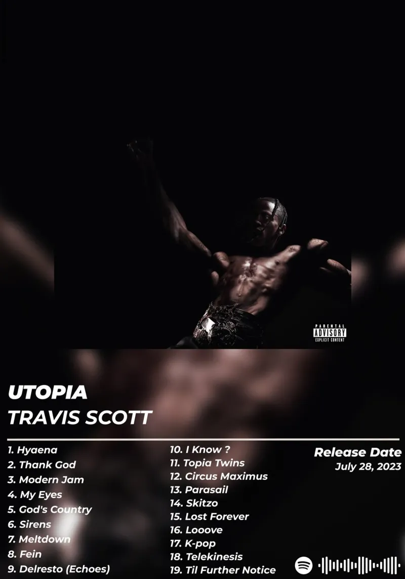 Poster Utopia - Travis Scott tela con Cornice a cassetta da alexandrealbumreview