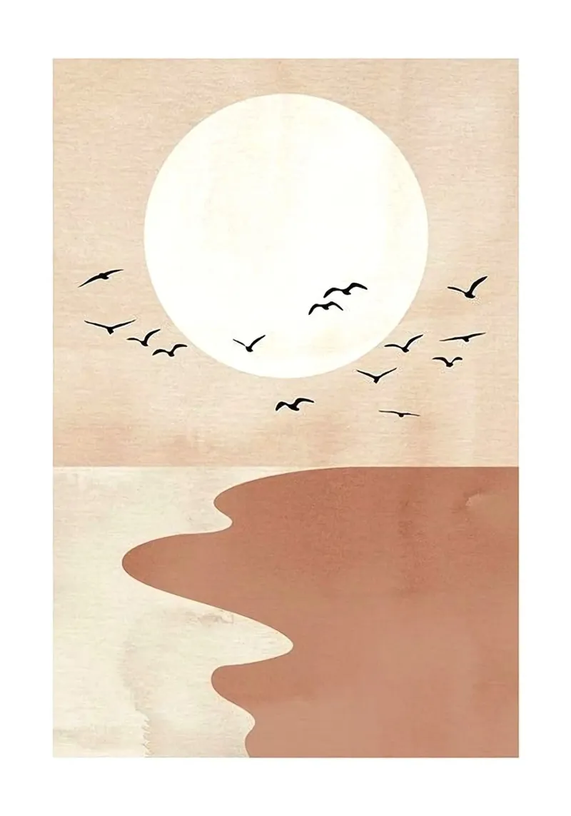 flock bird through sun canvas met Baklijst van sunity