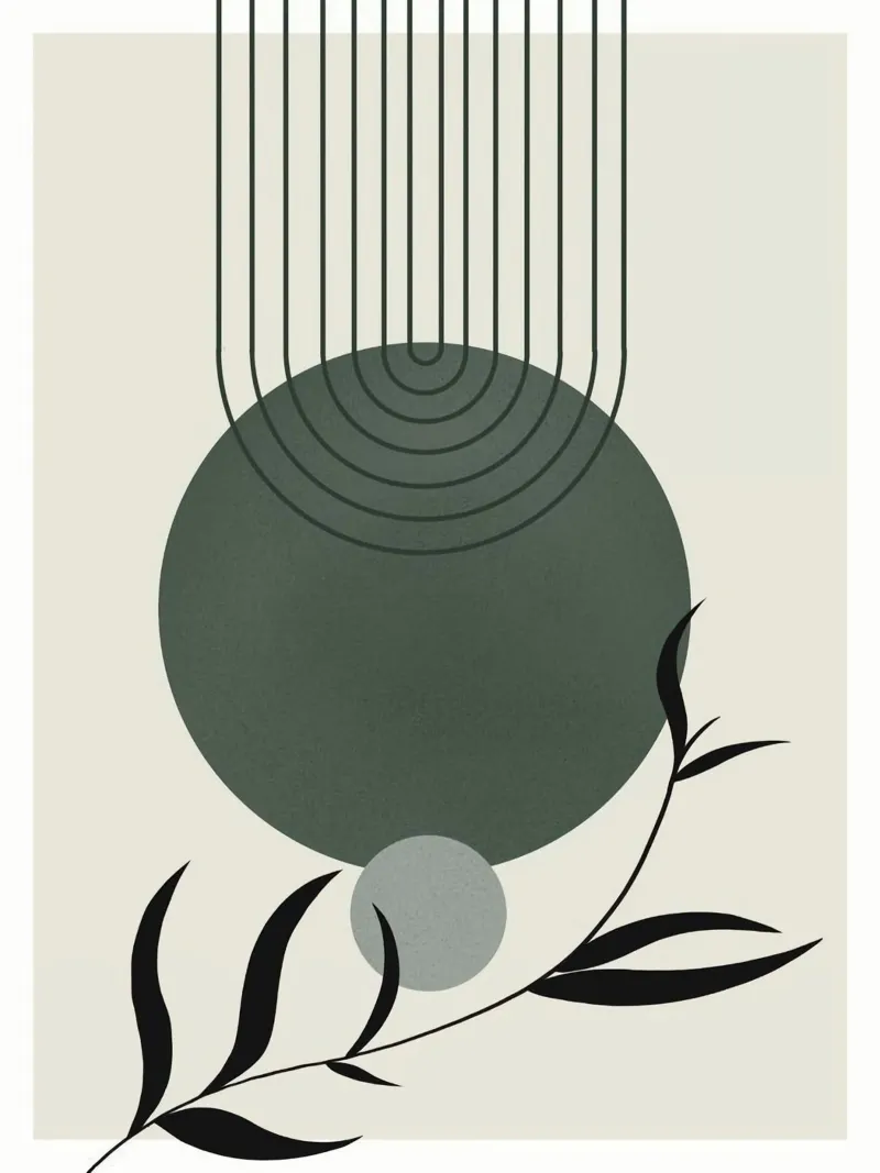 line moon branch poster con telaio in legno da sunity