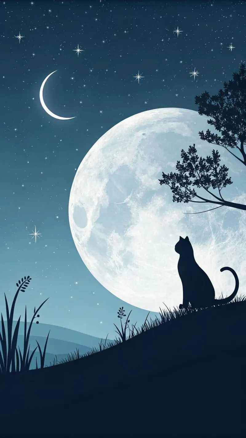 cat in peace moonight canvas met Baklijst van firmana