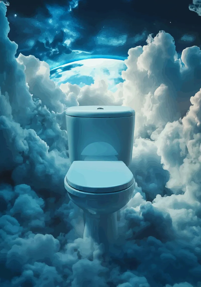 Toilet in the heaven of surreality canvas with Floater frame by pixelbull - medieval art and more