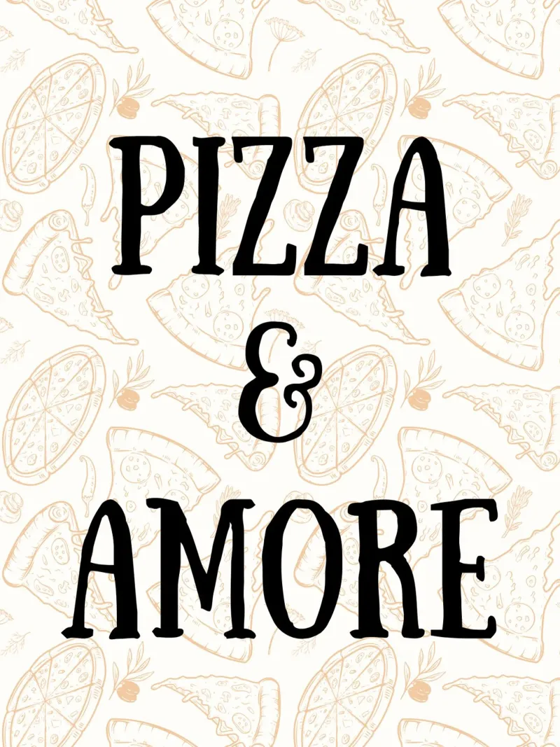Pizza & Amore poster con telaio in plastica da PinkCandyWalls
