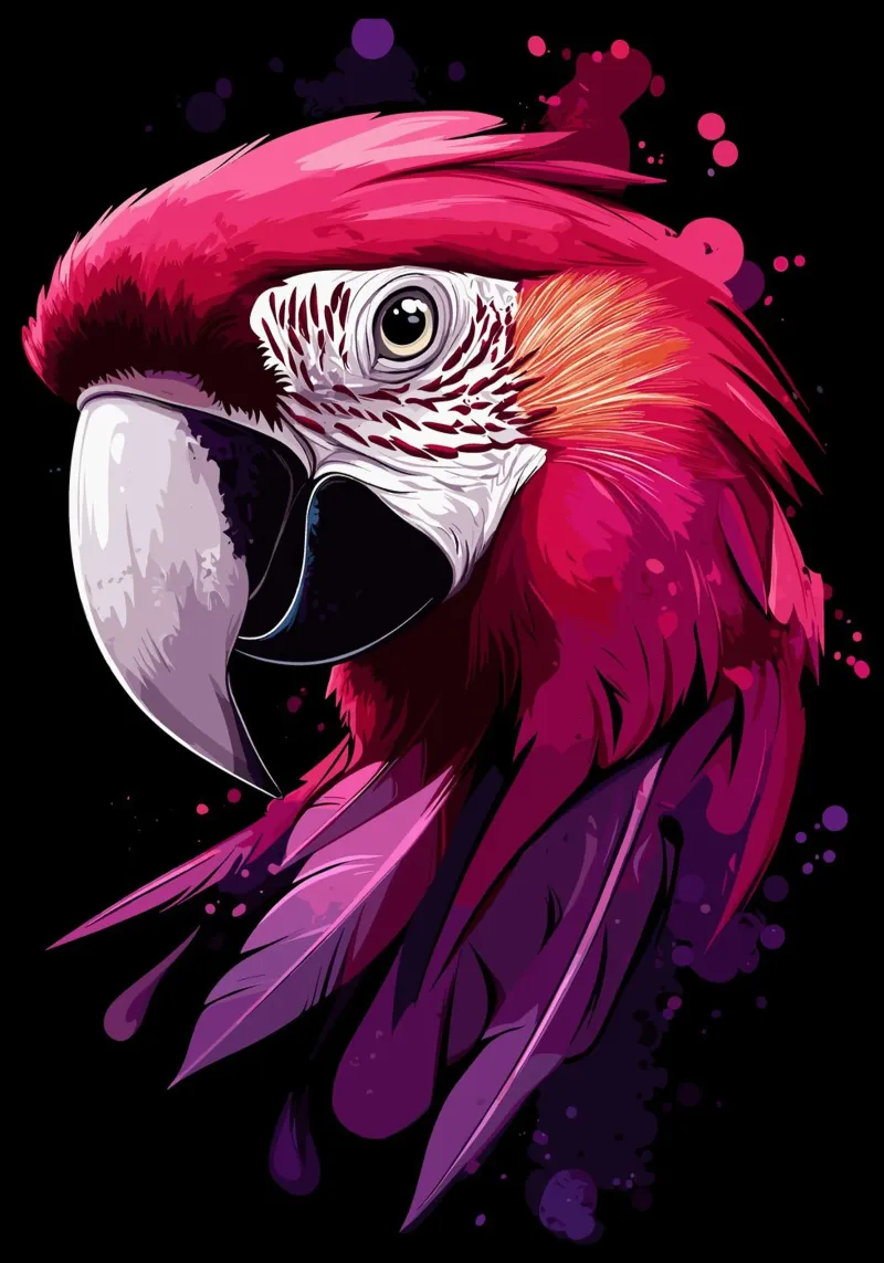 Majestic parrot in neon colours canvas with Floater frame by pixelbull - medieval art and more