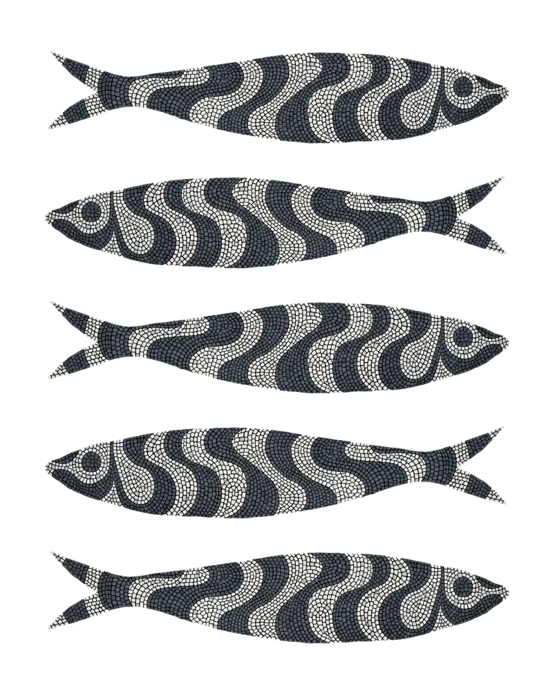 Black Sardines poster con telaio in alluminio da Kuba Gornowicz