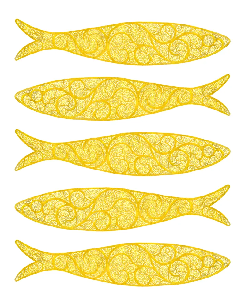 Golden Sardines pellicola backlit da Kuba Gornowicz
