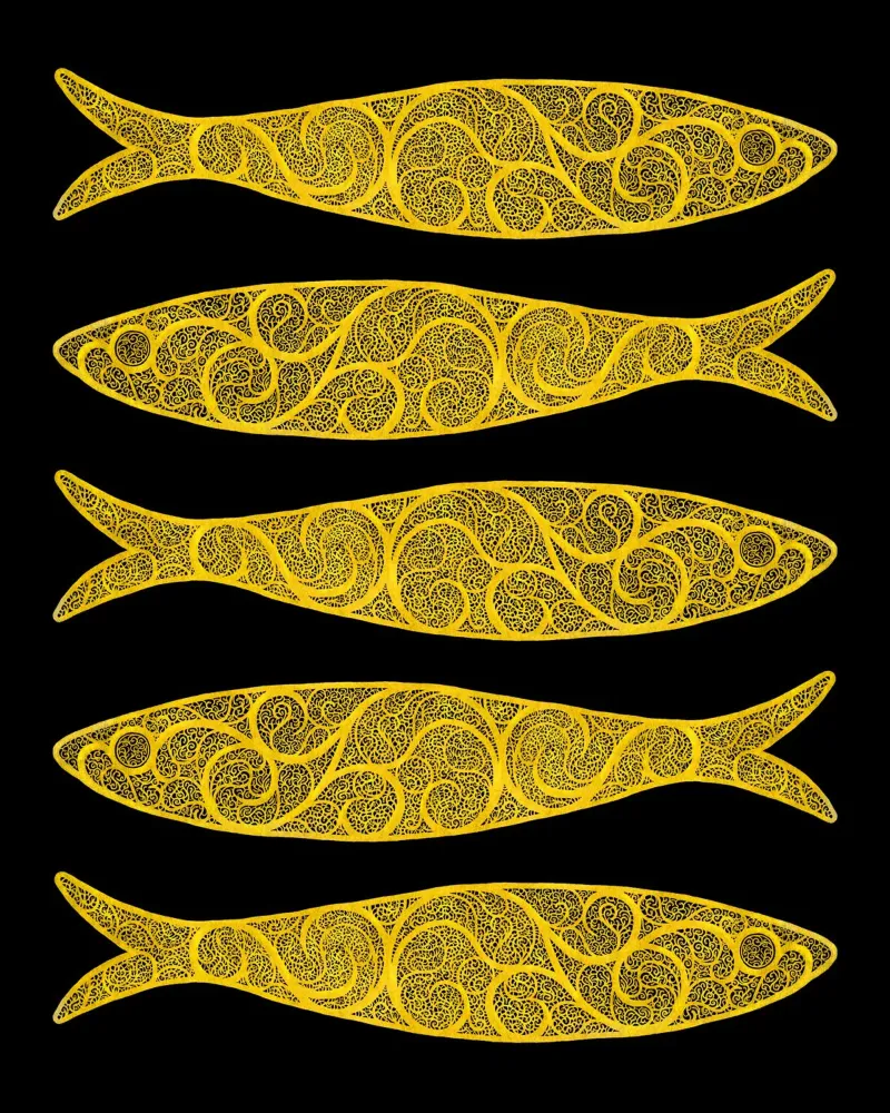 Golden Sardines pellicola backlit da Kuba Gornowicz