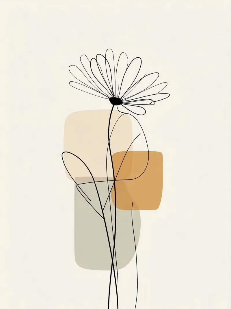 line of soft flower and shape canvas with Floater frame by throme