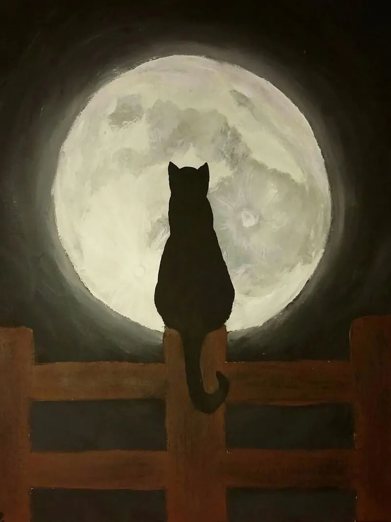 cat star the moon poster con telaio in alluminio da chaodays