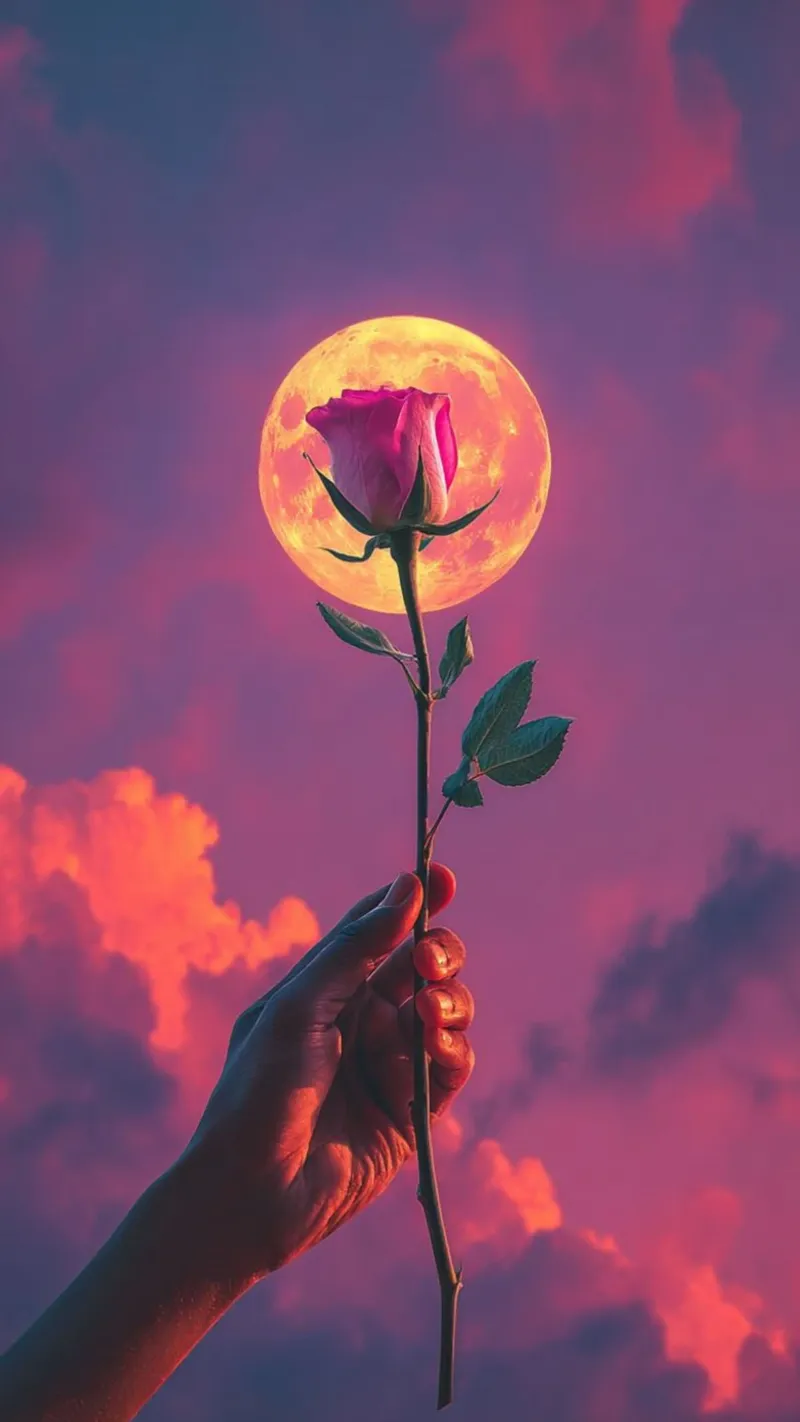 flower moon tela con Cornice a cassetta da throme