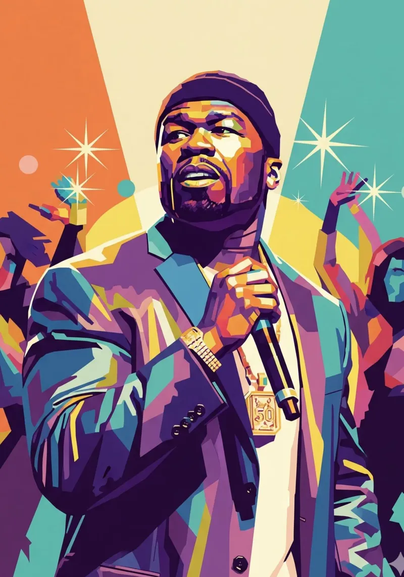 50 Cent- in da club poster con telaio in legno da Hantamrata
