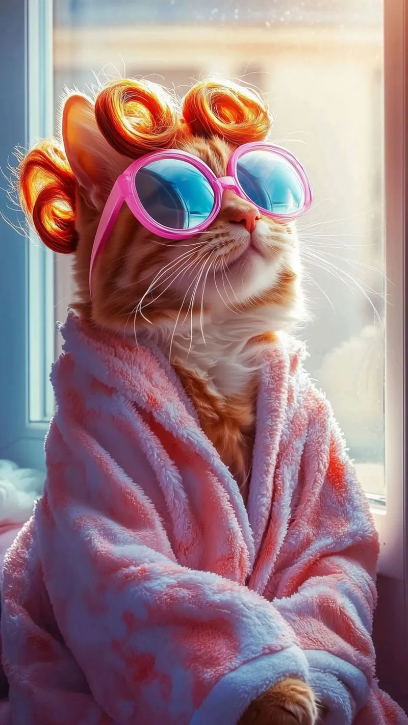 cool cat in shower dress poster da throme