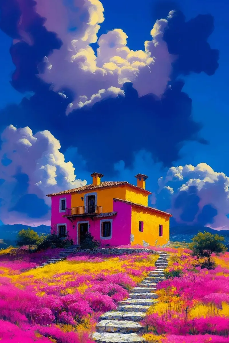 house pink gradient canvas with Floater frame by chaodays