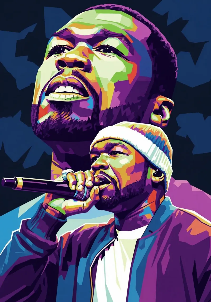 50 Cent questo è il rap poster con telaio in legno da Hantamrata