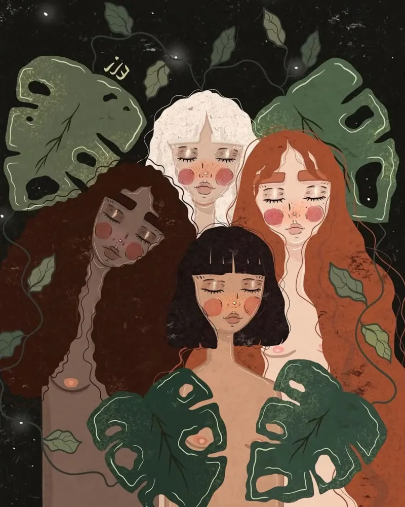 girls in forest together poster da comura