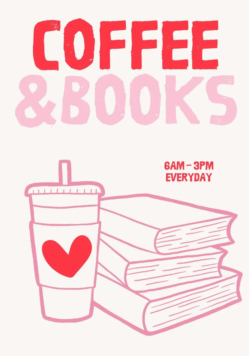 Illustrazione di libri e caffè tela con Cornice a cassetta da The Art Club