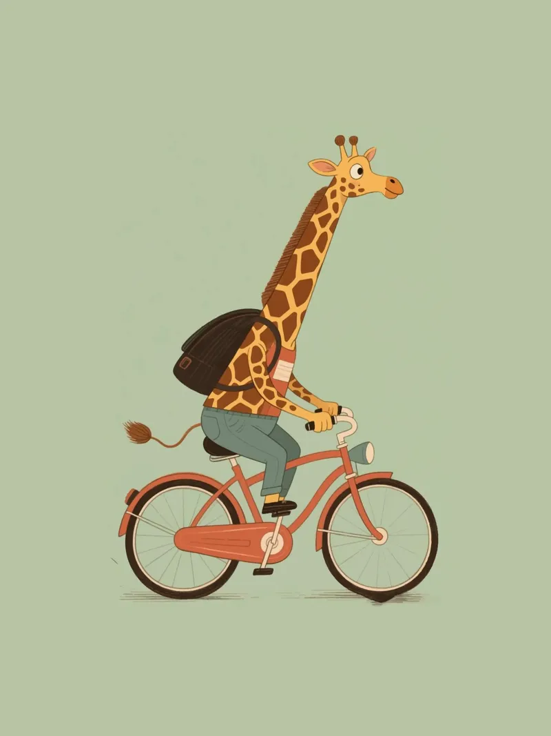 cycling giraffe tela con Cornice a cassetta da knowledge