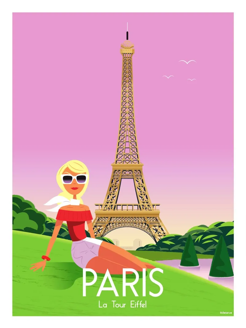 Paris, der Eiffelturm Leinwand mit Schattenfugenrahmen von Raphaël Delerue