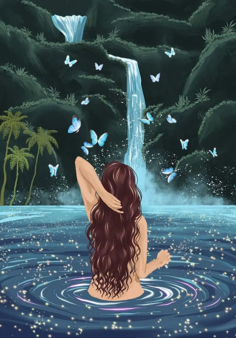 girl shower in waterfall tela con Cornice a cassetta da sophiaz