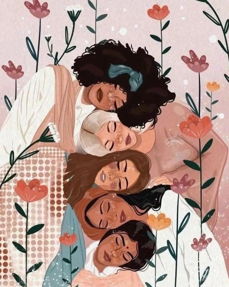 girl group in garden poster da mardaven