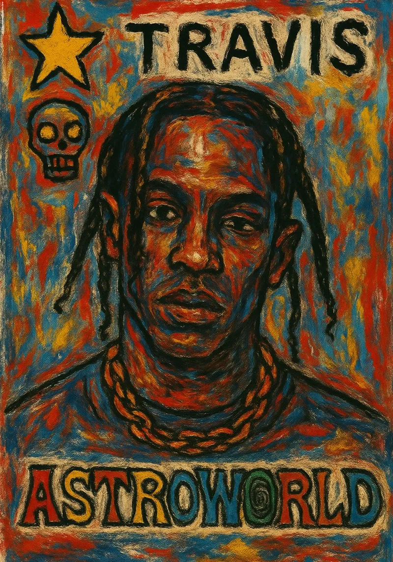 Poster Astroworld - Travis Scott tela con Cornice a cassetta da alexandrealbumreview