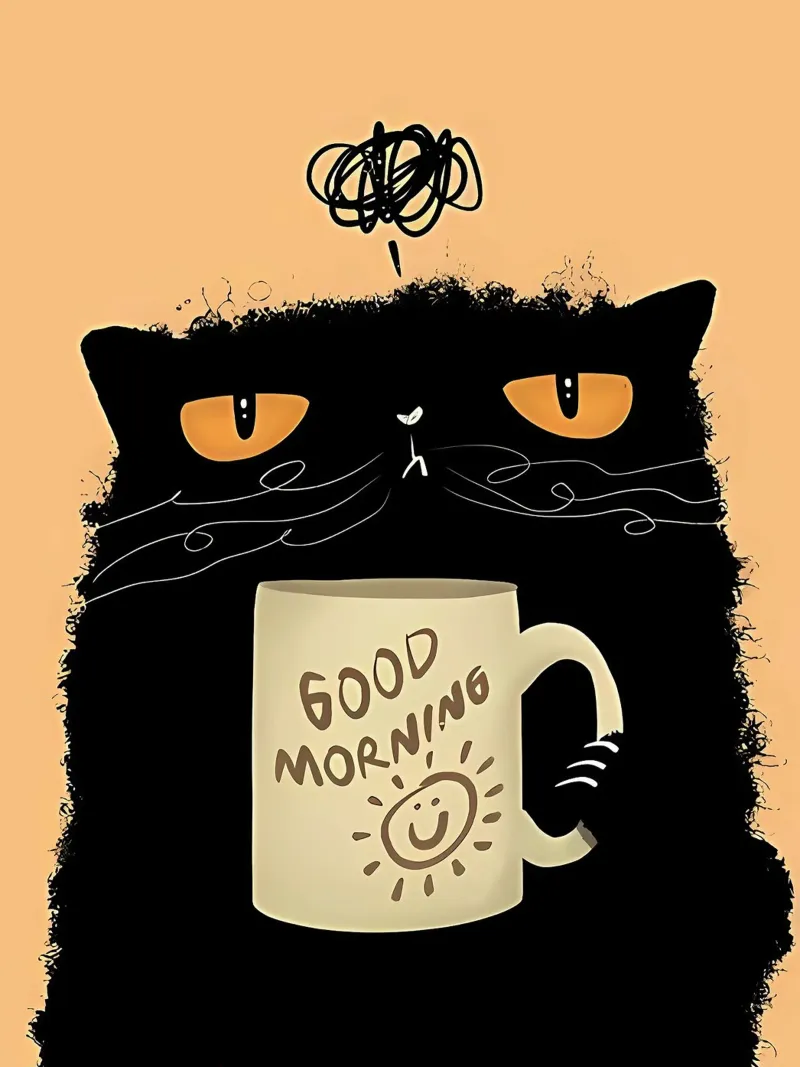 Caffè Grumpy Cat tela con Cornice a cassetta da Arjun