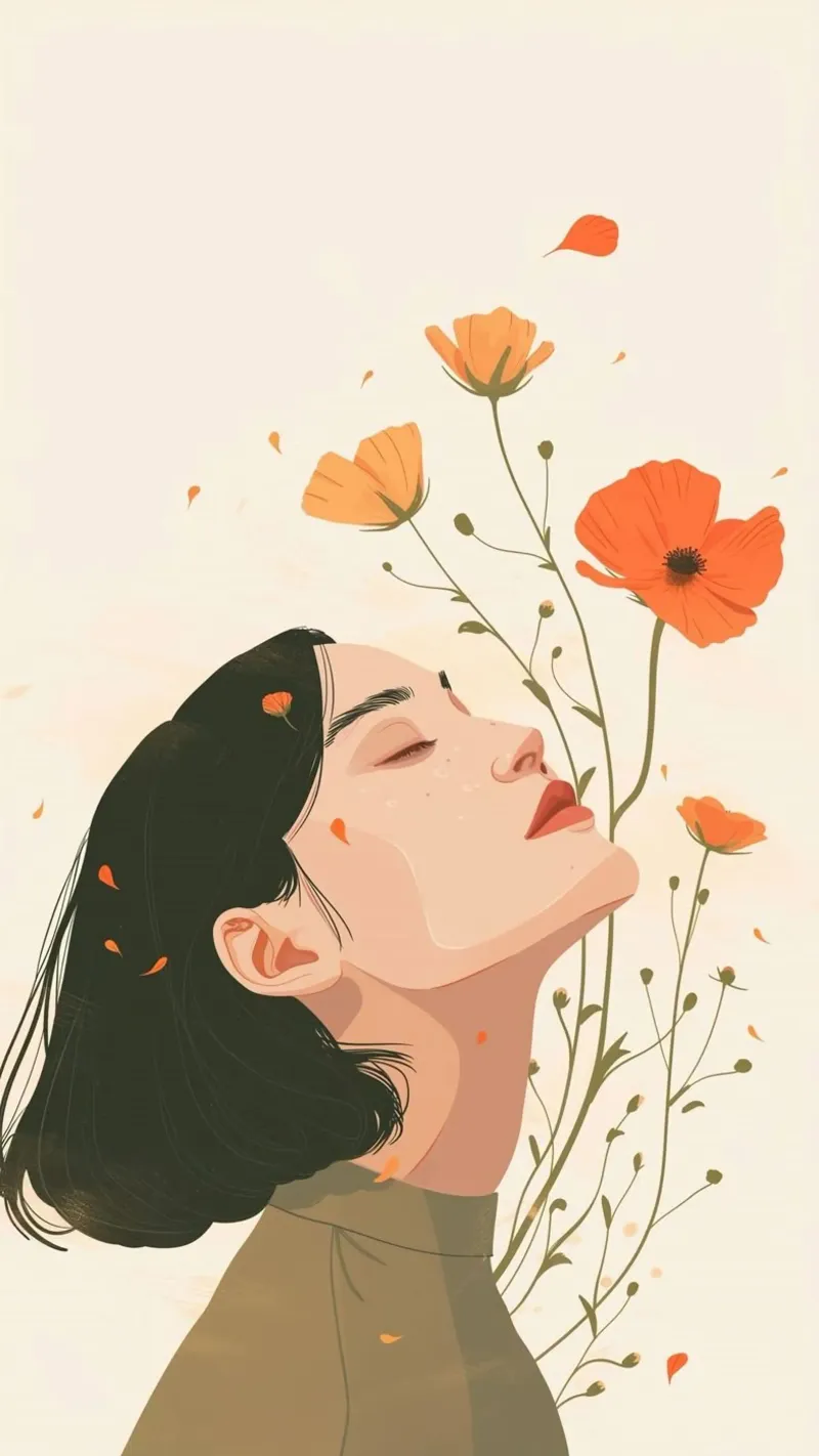 girl feel the branch flower poster da vicgaler
