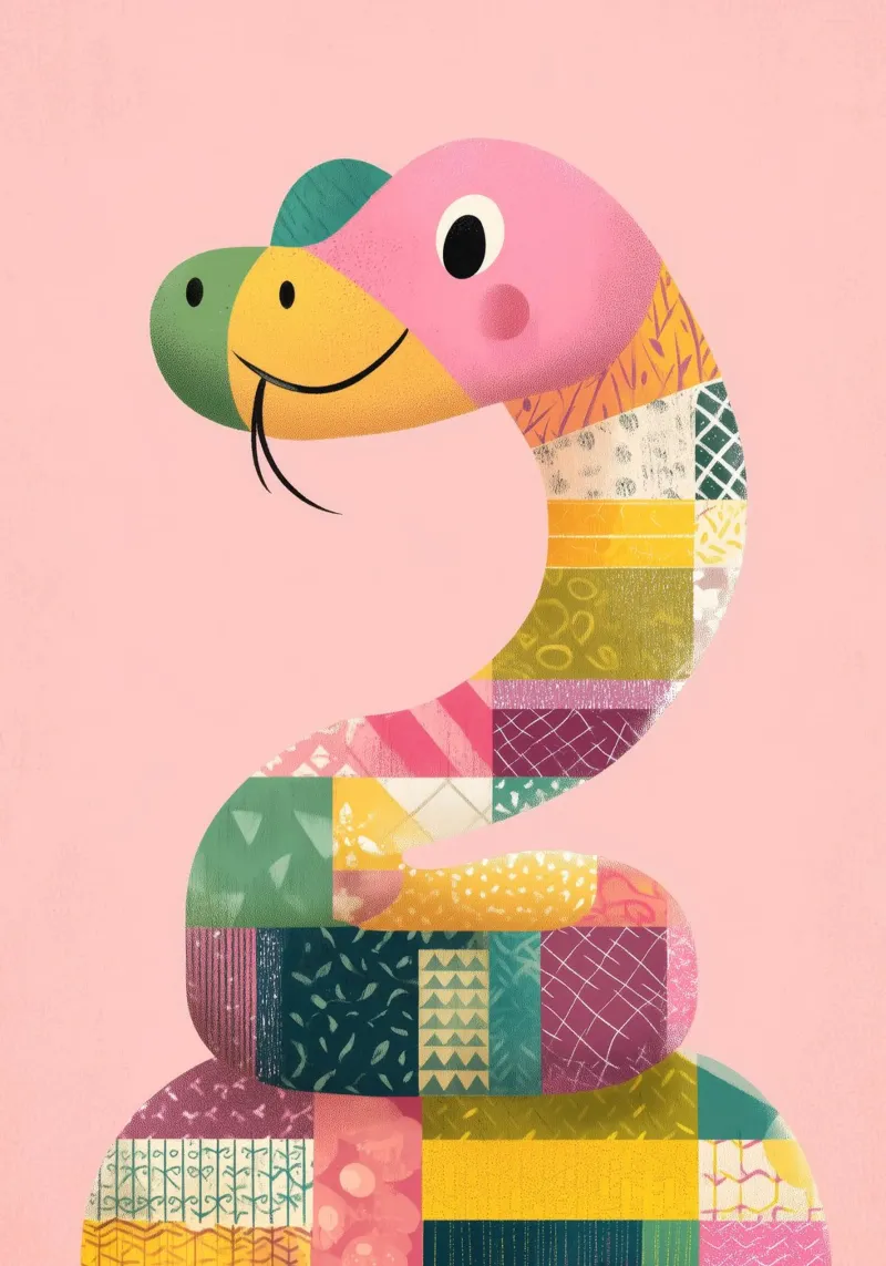 Smiling Snake Friend Leinwand mit Schattenfugenrahmen von Kiara