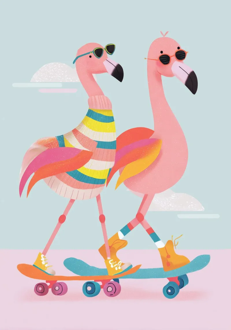 Sunny Skate Flamingos poster da Kiara