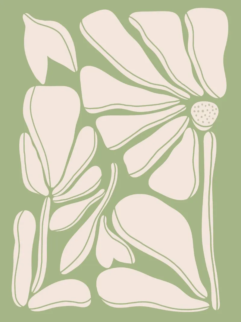 Garden in green mid century canvas by BAINAI