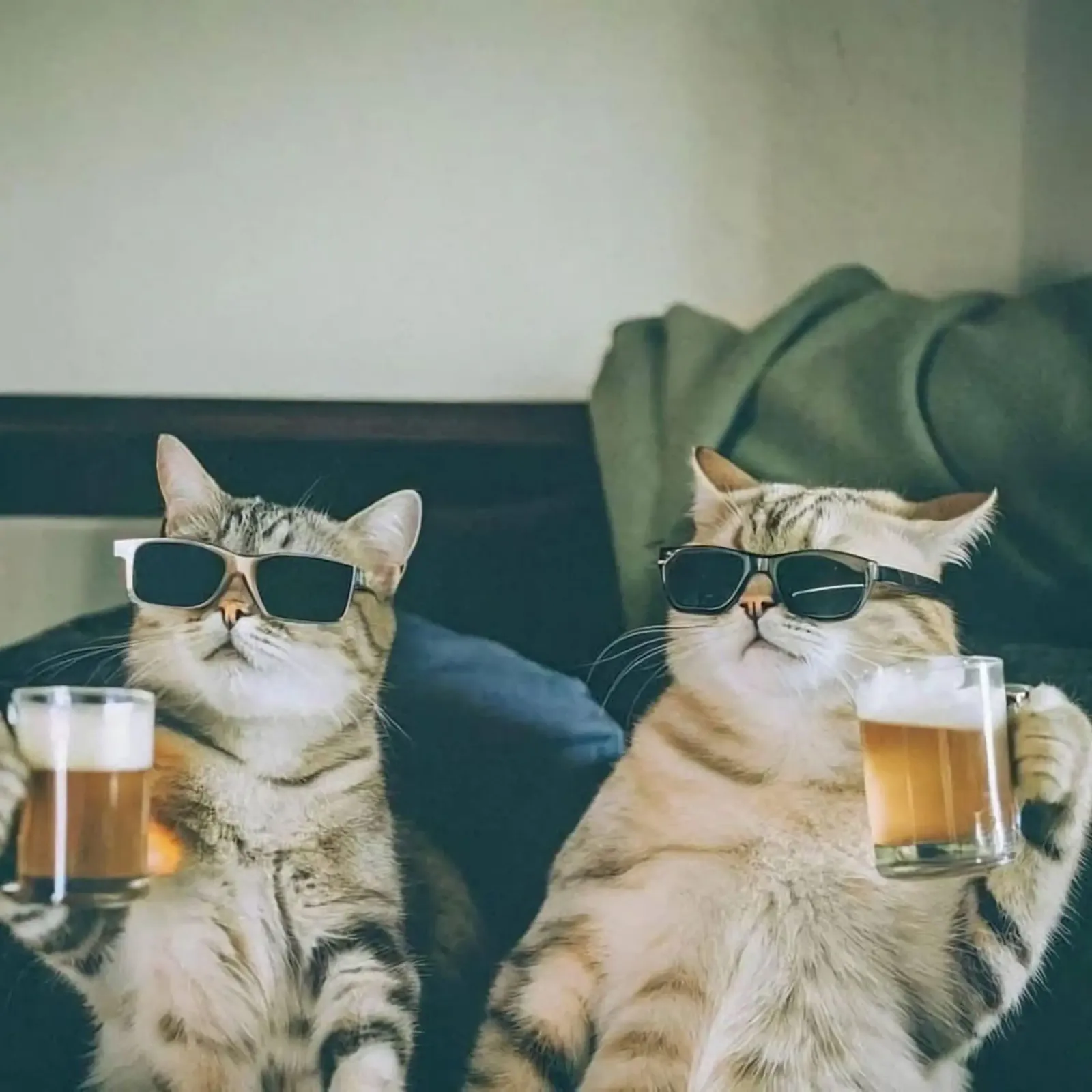 cats cheer beer poster con telaio in plastica da vicgaler