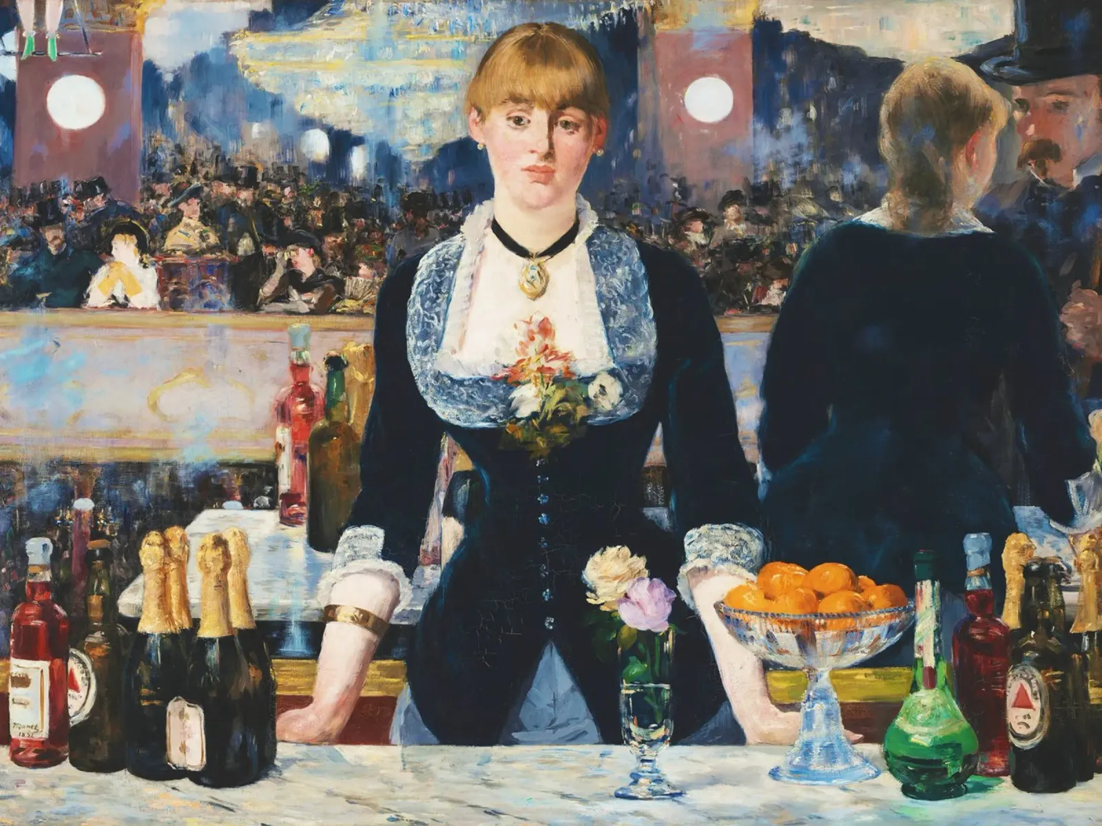 A Bar at the Folies-Bergère - Édouard Manet canvas with Floater frame by Venus Art