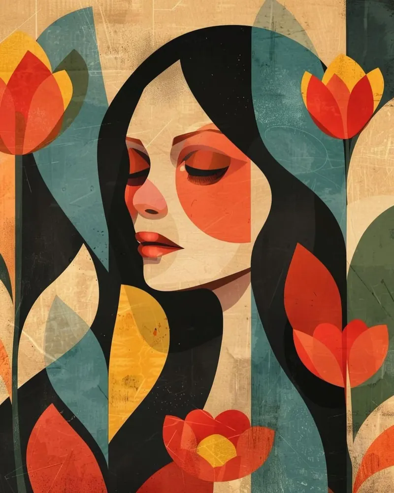 shape piece girl with flower poster da vicgaler