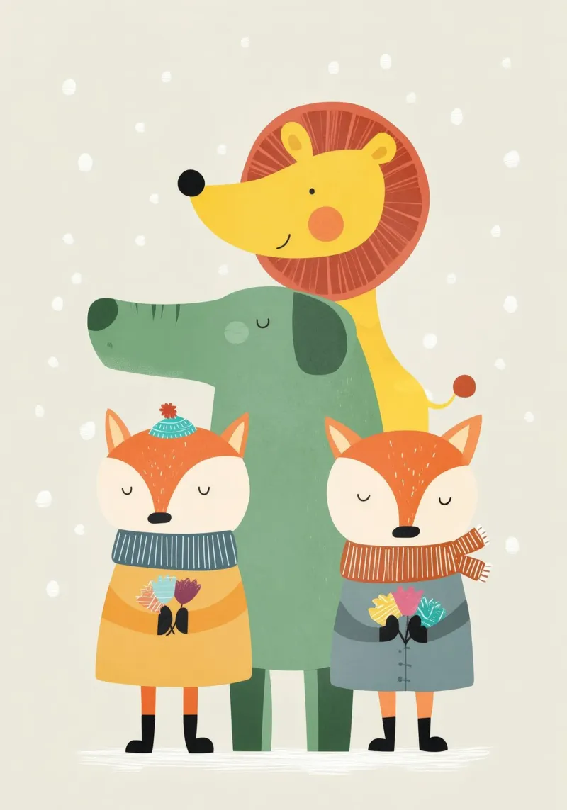 Winter Buddies tela con Cornice a cassetta da Kiara