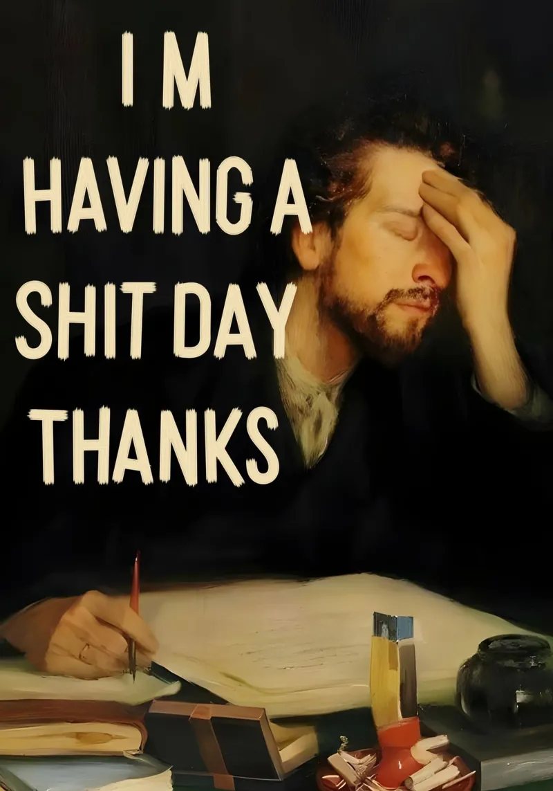 I'M HAVING A SHIT DAY THANKS. Leinwand mit Schattenfugenrahmen von Type & Tape