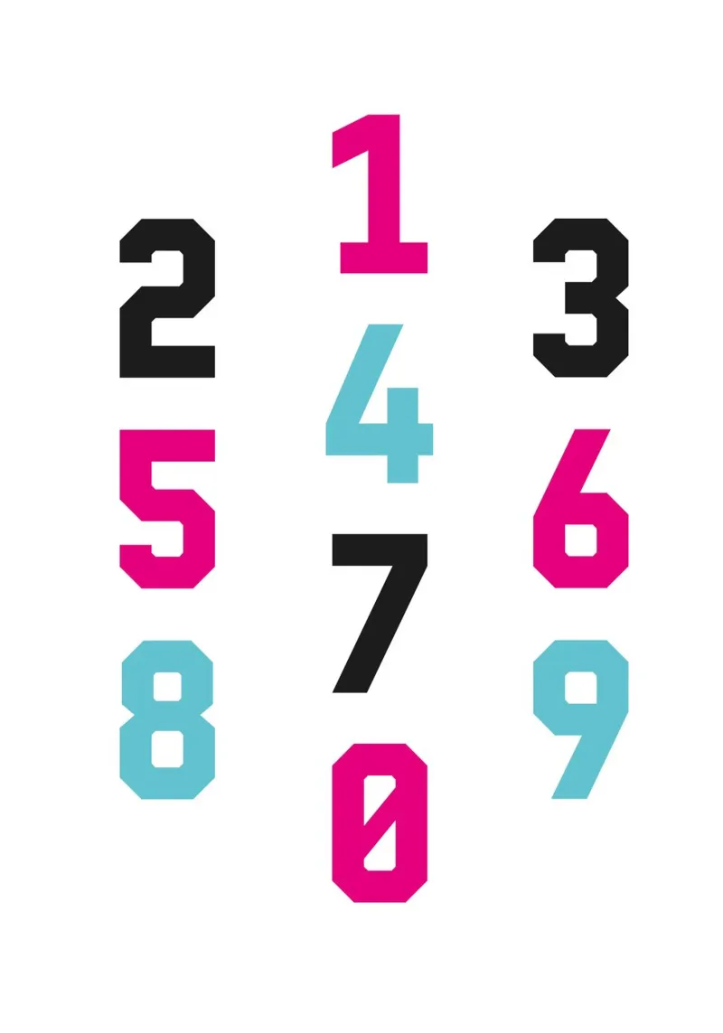 Typography Numbers #1 poster con telaio in alluminio da kathrinmay