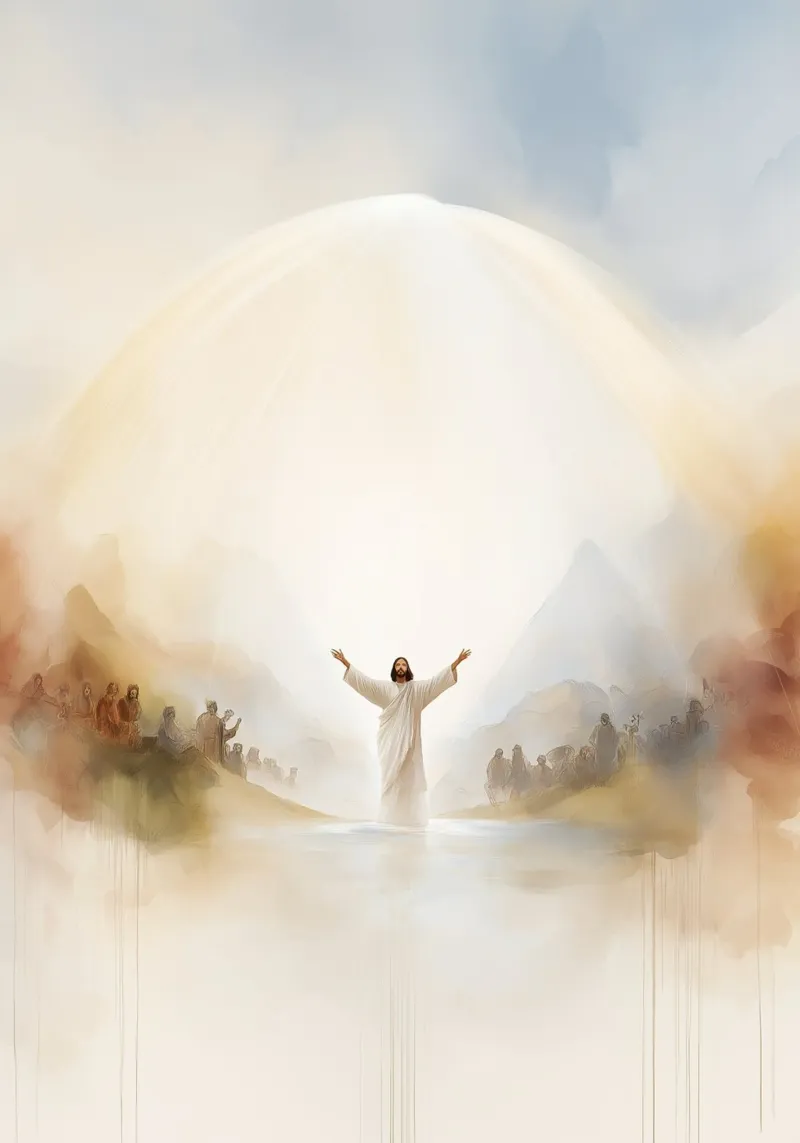 The Baptism of Christ - Heavenly Art canvas with Floater frame by vintagepod