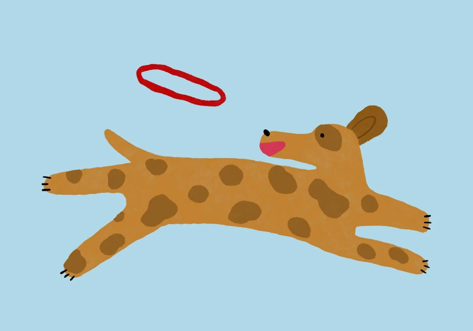 Cane carino che prende il frisbee Arte minimalista poster da vintagepod