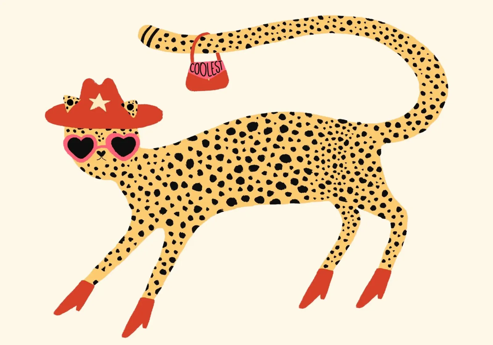 Cooler Leopard mit Cowboyhut Mode Kunst Leinwand mit Schattenfugenrahmen von vintagepod