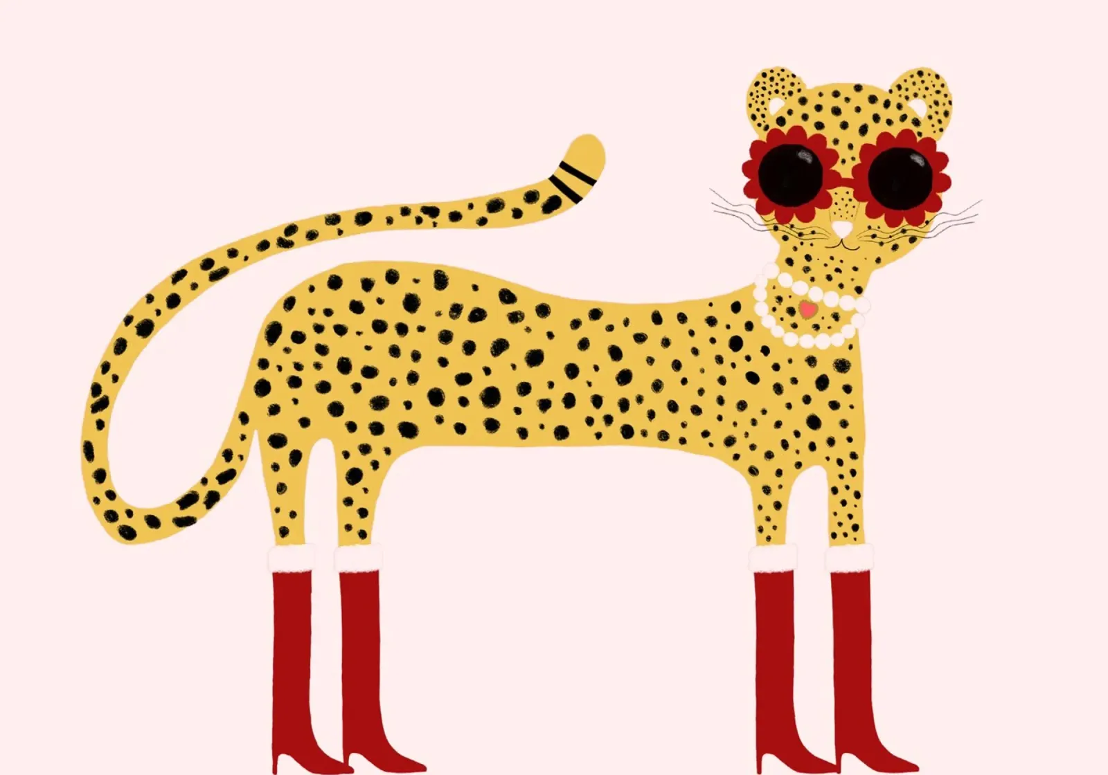 Moda Leopardo con stivali rossi e perle tela con Cornice a cassetta da vintagepod